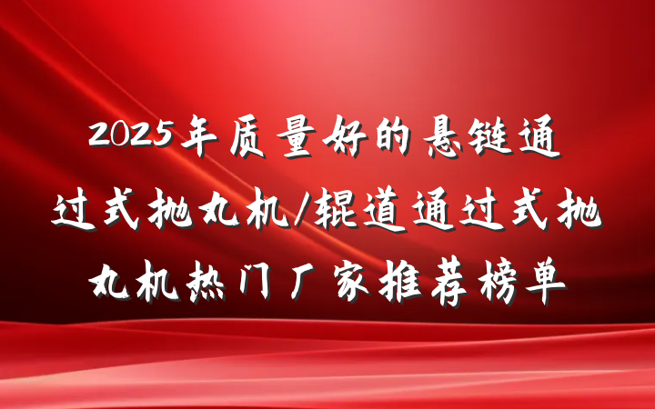2025年质量好的悬链通过式抛丸机/辊道通过式抛丸机热门厂家推荐榜单