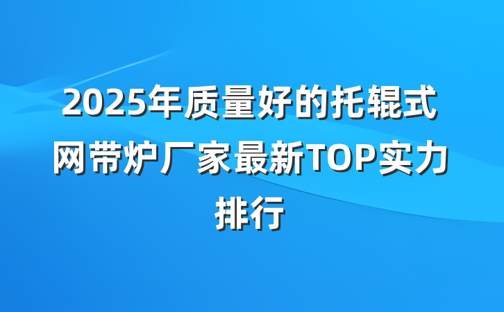 2025年质量好的托辊式网带炉厂家最新TOP实力排行