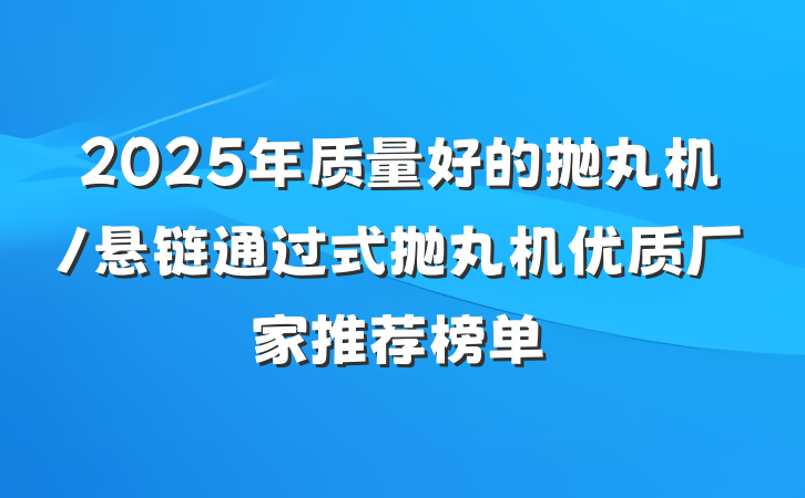 2025年质量好的抛丸机/悬链通过式抛丸机优质厂家推荐榜单