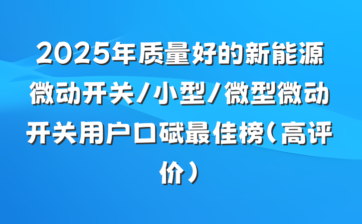 2025年质量好的新能源微动开关/小型/微型微动开关用户口碑最佳榜（高评价）