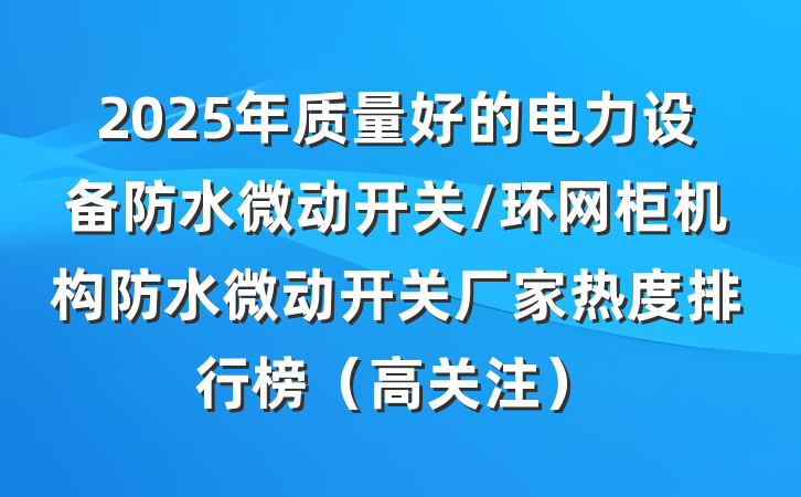 2025年质量好的电力设备防水微动开关/环网柜机构防水微动开关厂家热度排行榜（高关注）