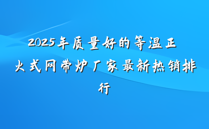 2025年质量好的等温正火式网带炉厂家最新热销排行