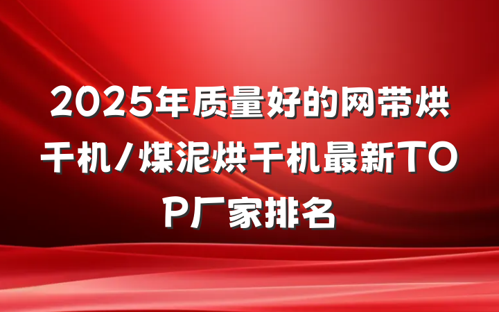 2025年质量好的网带烘干机/煤泥烘干机最新TOP厂家排名