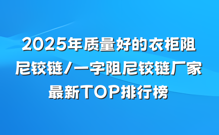 2025年质量好的衣柜阻尼铰链/一字阻尼铰链厂家最新TOP排行榜