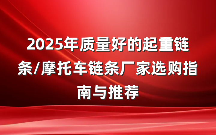 2025年质量好的起重链条/摩托车链条厂家选购指南与推荐