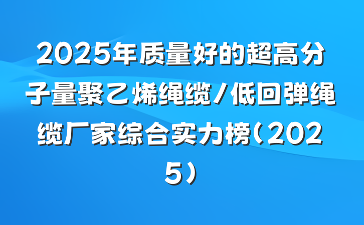 2025年质量好的超高分子量聚乙烯绳缆/低回弹绳缆厂家综合实力榜（2025）