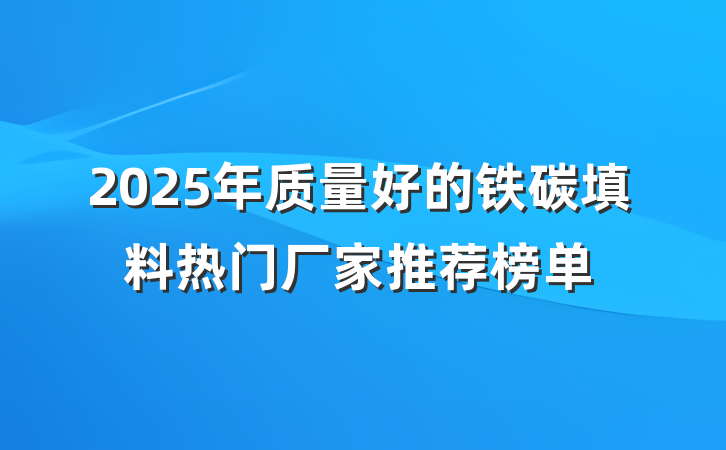 2025年质量好的铁碳填料热门厂家推荐榜单