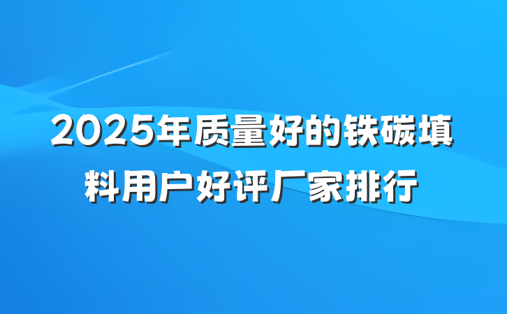 2025年质量好的铁碳填料用户好评厂家排行