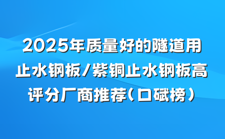 2025年质量好的隧道用止水钢板/紫铜止水钢板高评分厂商推荐（口碑榜）