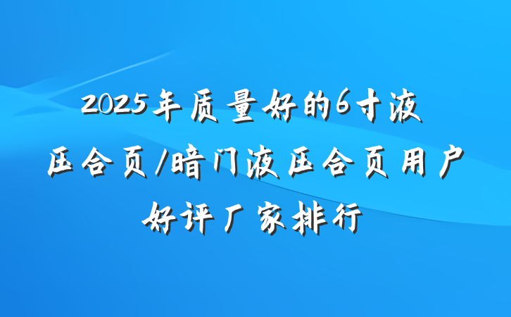 2025年质量好的6寸液压合页/暗门液压合页用户好评厂家排行