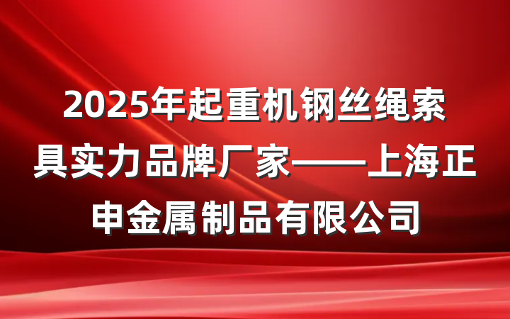 2025年起重机钢丝绳索具实力品牌厂家——上海正申金属制品有限公司