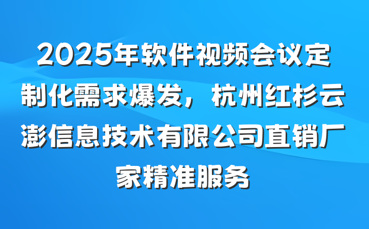 2025年软件视频会议定制化需求爆发,杭州红杉云澎信息技术有限公司直销厂家精准服务