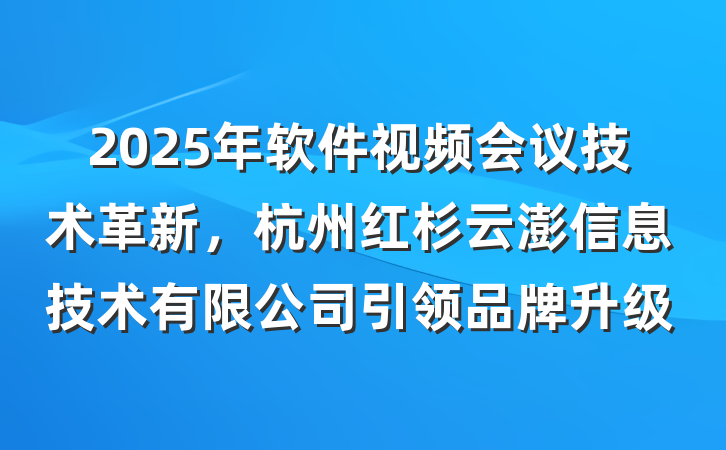 2025年软件视频会议技术革新,杭州红杉云澎信息技术有限公司引领品牌升级
