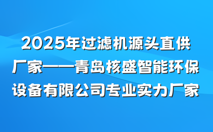 2025年过滤机源头直供厂家——青岛核盛智能环保设备有限公司专业实力厂家