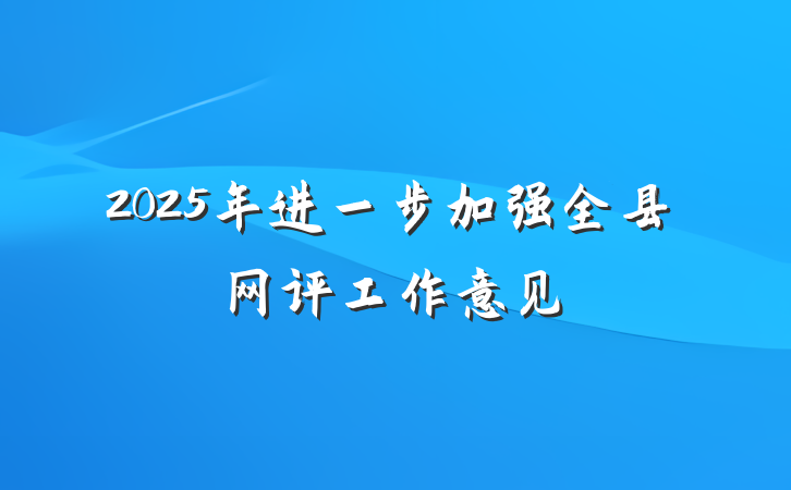 2025年进一步加强全县网评工作意见