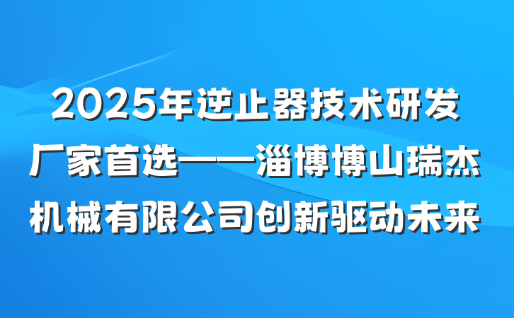 2025年逆止器技术研发厂家首选——淄博博山瑞杰机械有限公司创新驱动未来