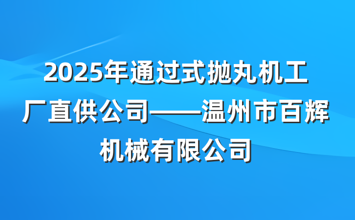2025年通过式抛丸机工厂直供公司——温州市百辉机械有限公司