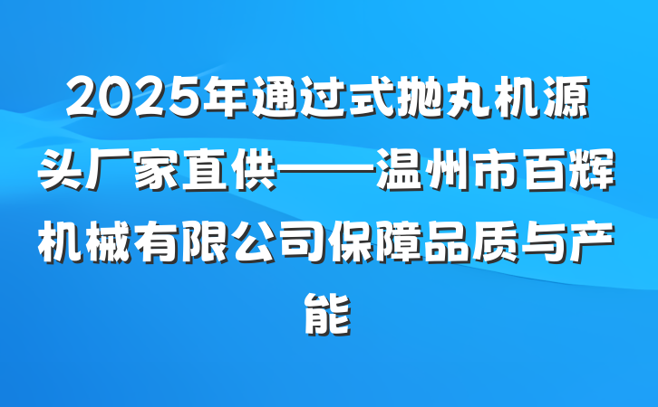 2025年通过式抛丸机源头厂家直供——温州市百辉机械有限公司保障品质与产能