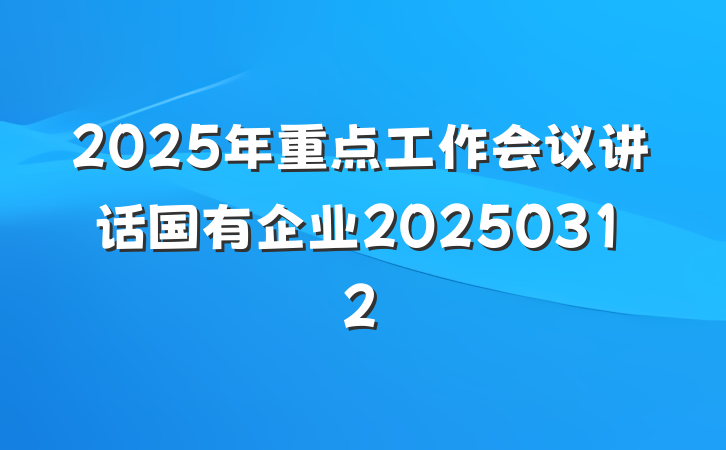 2025年重点工作会议讲话国有企业20250312