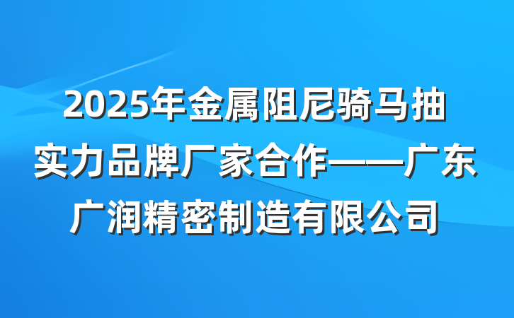 2025年金属阻尼骑马抽实力品牌厂家合作——广东广润精密制造有限公司