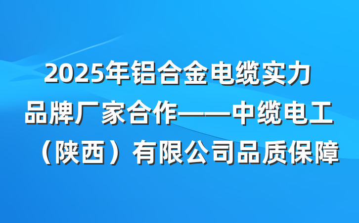 2025年铝合金电缆实力品牌厂家合作——中缆电工（陕西）有限公司品质保障