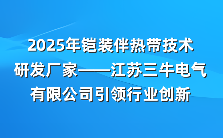 2025年铠装伴热带技术研发厂家——江苏三牛电气有限公司引领行业创新