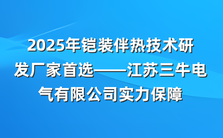 2025年铠装伴热技术研发厂家首选——江苏三牛电气有限公司实力保障