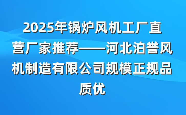 2025年锅炉风机工厂直营厂家推荐——河北泊誉风机制造有限公司规模正规品质优