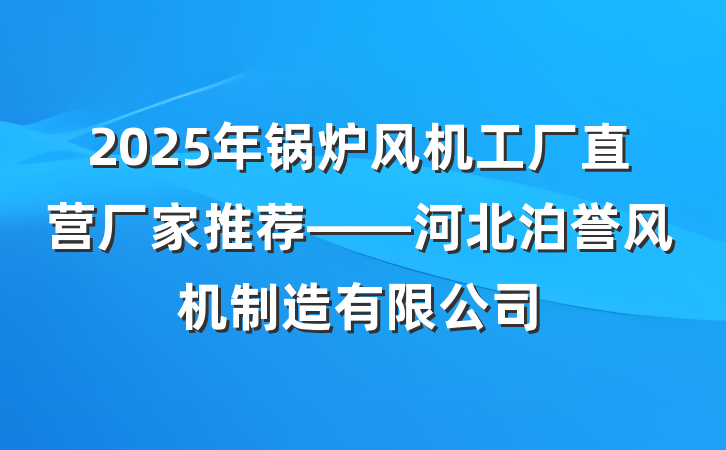 2025年锅炉风机工厂直营厂家推荐——河北泊誉风机制造有限公司