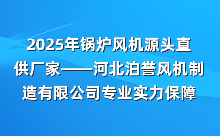 2025年锅炉风机源头直供厂家——河北泊誉风机制造有限公司专业实力保障