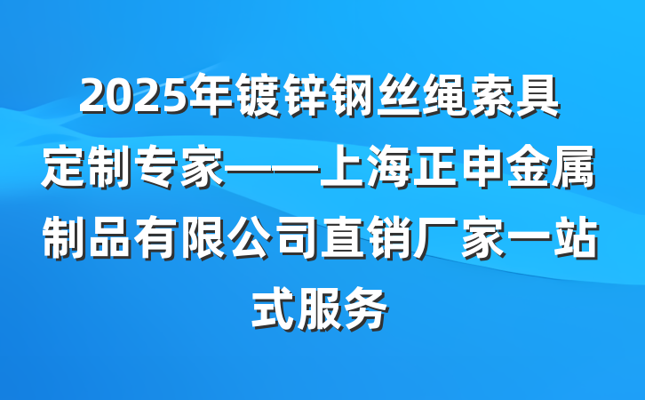 2025年镀锌钢丝绳索具定制专家——上海正申金属制品有限公司直销厂家一站式服务