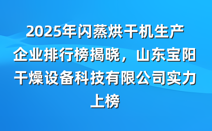 2025年闪蒸烘干机生产企业排行榜揭晓,山东宝阳干燥设备科技有限公司实力上榜
