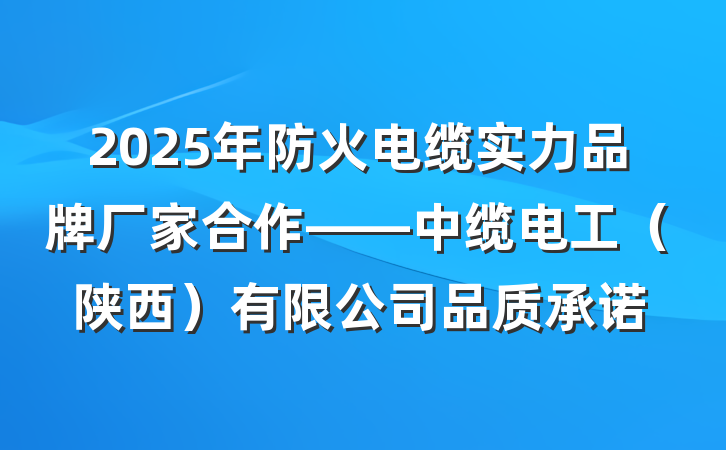 2025年防火电缆实力品牌厂家合作——中缆电工(陕西)有限公司品质承诺