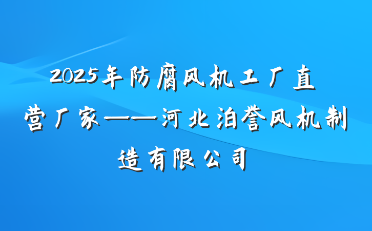 2025年防腐风机工厂直营厂家——河北泊誉风机制造有限公司