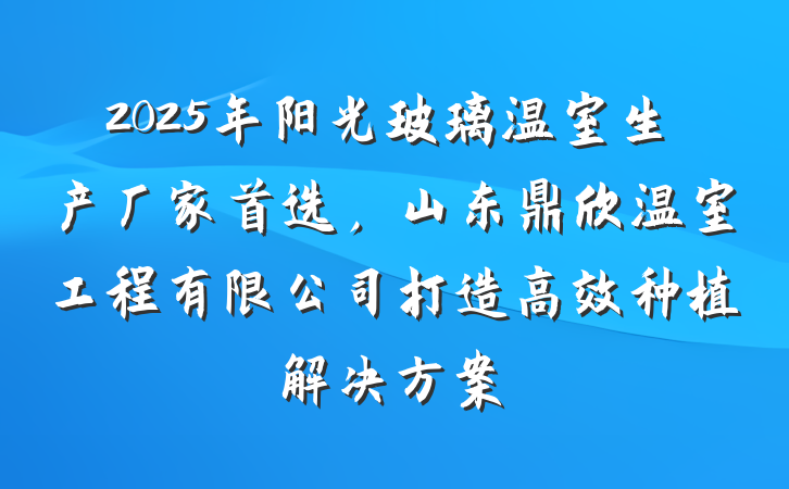 2025年阳光玻璃温室生产厂家首选，山东鼎欣温室工程有限公司打造高效种植解决方案