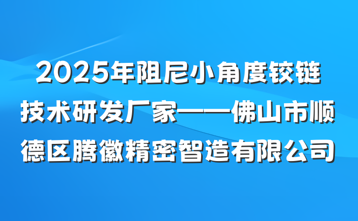 2025年阻尼小角度铰链技术研发厂家——佛山市顺德区腾徽精密智造有限公司