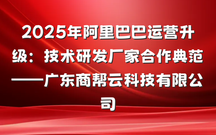 2025年阿里巴巴运营升级：技术研发厂家合作典范——广东商帮云科技有限公司