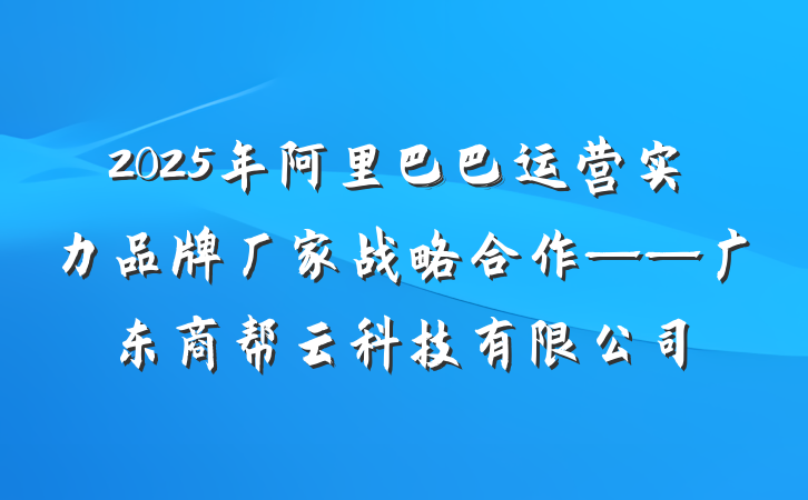 2025年阿里巴巴运营实力品牌厂家战略合作——广东商帮云科技有限公司