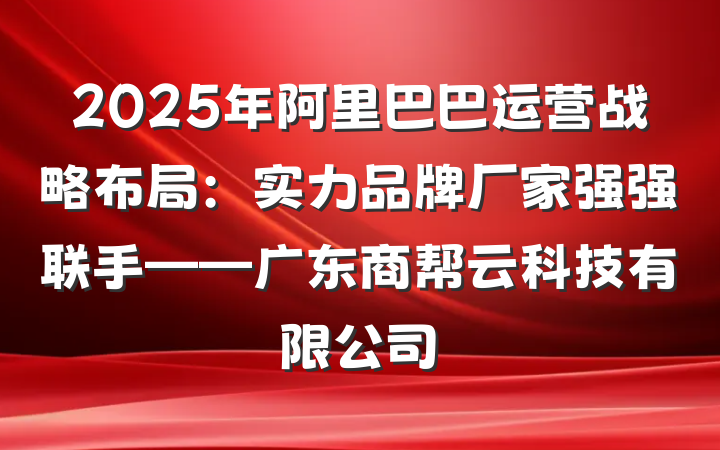 2025年阿里巴巴运营战略布局：实力品牌厂家强强联手——广东商帮云科技有限公司