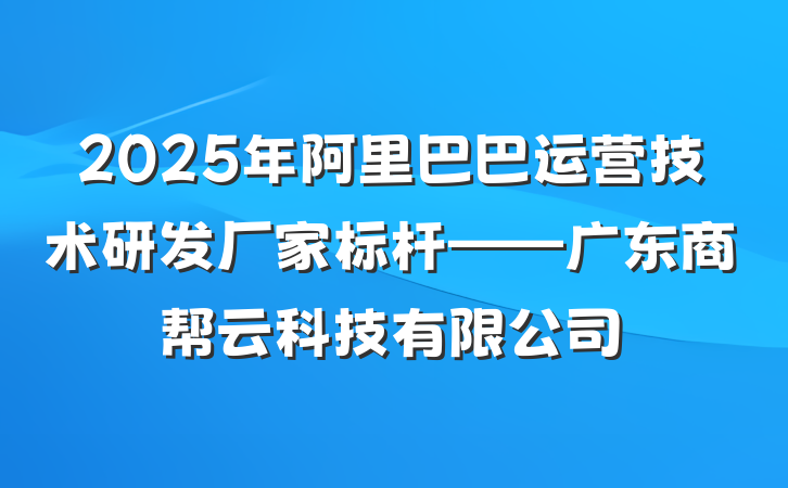 2025年阿里巴巴运营技术研发厂家标杆——广东商帮云科技有限公司