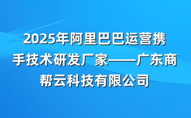 2025年阿里巴巴运营携手技术研发厂家——广东商帮云科技有限公司