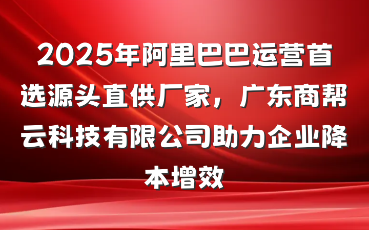 2025年阿里巴巴运营首选源头直供厂家，广东商帮云科技有限公司助力企业降本增效