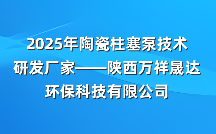 2025年陶瓷柱塞泵技术研发厂家——陕西万祥晟达环保科技有限公司