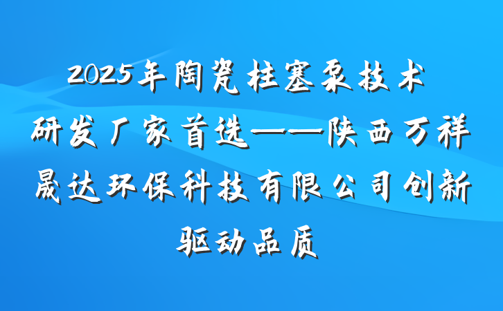 2025年陶瓷柱塞泵技术研发厂家首选——陕西万祥晟达环保科技有限公司创新驱动品质
