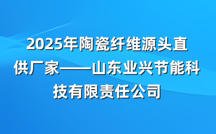 2025年陶瓷纤维源头直供厂家——山东业兴节能科技有限责任公司