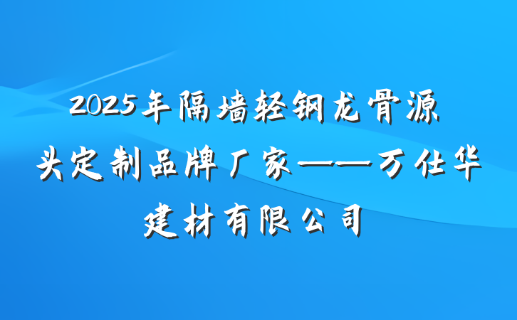 2025年隔墙轻钢龙骨源头定制品牌厂家——万仕华建材有限公司