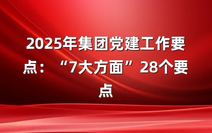 2025年集团党建工作要点：“7大方面”28个要点