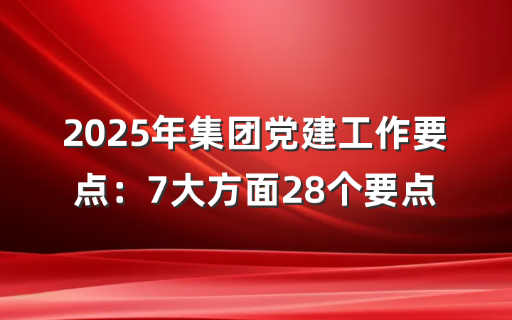 2025年集团党建工作要点：7大方面28个要点