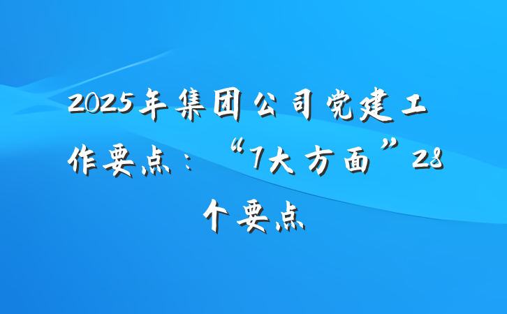 2025年集团公司党建工作要点：“7大方面”28个要点