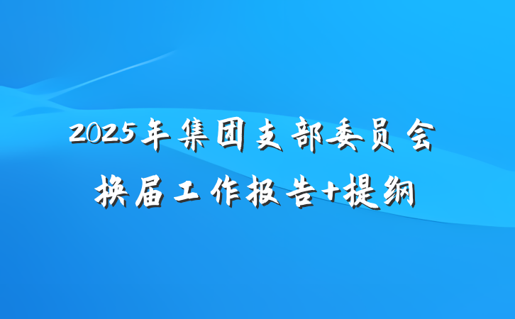 2025年集团支部委员会换届工作报告 提纲
